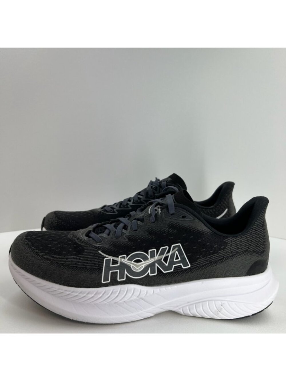 HOKA Mach 6 Running Shoes Mens 12D Lace Up Low Top Mesh Black White 1147790-BWHT - Picture 2 of 10